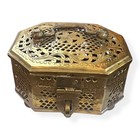 Large Mughal Indian Polished Brass Pierced Incense / Cricket by Box 6x5x4” Heavy
