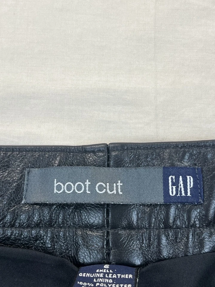 Gap Boot Cut Pants Women's Size 6 Black Genuine Leather Mid Rise Biker - Image 3 of 4