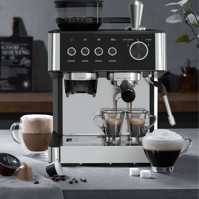 Professional 20-Bar Espresso Machine with Built-In Grinder – Precision Extractio