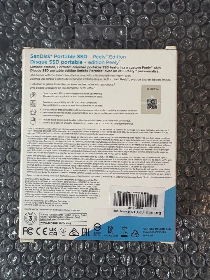 SanDisk Fortnite Portable SSD, Peely Edition - 2TB SDSSDE30-2T00 - FREE SHIP - Image 2 of 2