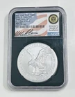 2021-W Burnished 1oz 999 Silver Eagle Type 2 NGC MS70 FDOI Miles Standish Signed