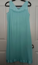 Vintage Vanity Fair Aqua Sleeveless Nightgown Size M - EUC