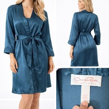 Oscar de la Renta Teal Satin Robe