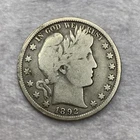 1892 P Barber 90% Silver Half Dollar Circulated  50c First Year
