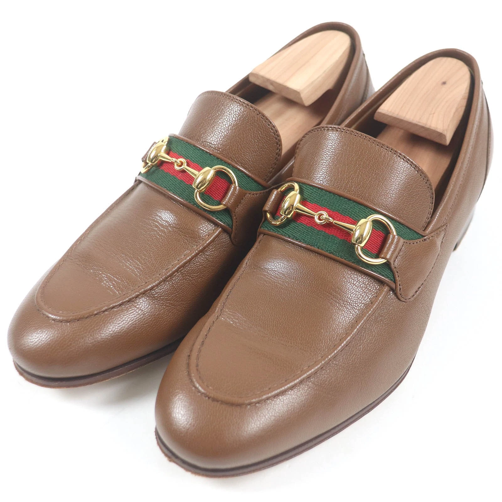 Mocassins en cuir Horsebit GUCCI 655579 Webline Sherry Line Gold Hardware