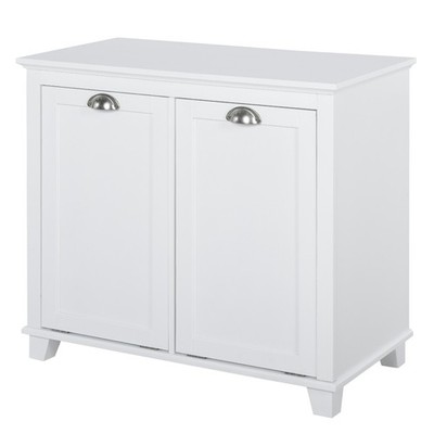 Dual Tilt out Laundry Hamper Cabinet Floor Bathroom Storage Organize Cupboard