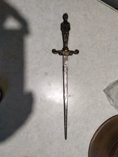 Tagliacarte vintage a forma di spada antica in metallo 31 Cm