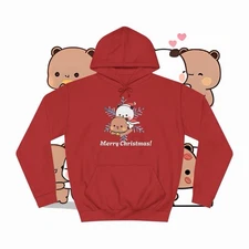 Bubu and Dudu Christmas Panda Bear Hoodie | Merry Christmas Snowflake Sweatshirt