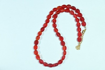 Natural Carnelian Carbon Smooth Oval Gemstone Beads Handmade Choker Necklace 18''