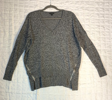 Express size Small Grey V Neck Lightweight Pullover Sweater Cotton Blend OS