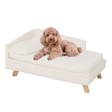 Elevated Pet Bed Solid Wood Leg Dog Cat Sofa for Indoor L Shape Plush Couch Loun
