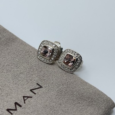 David Yurman Sterling Silber 925 Petite Albion Ohrringe Morganit und Diamanten