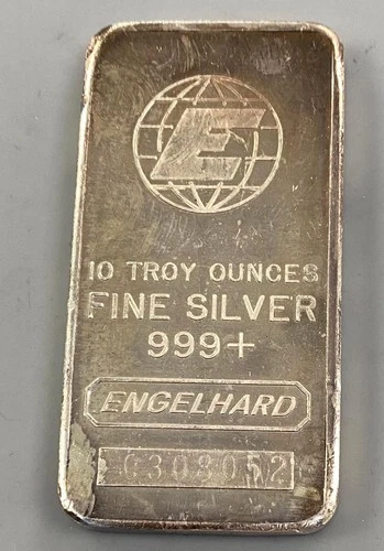 Engelhard 10 Troy Ounce 999+ Fine Silver Bar C308052 L24505