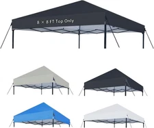 8×8 Canopy Replacement Top Only, Waterproof Pop Up Tent Cover Black 