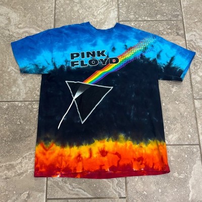 Pink Floyd Dark Side of the Moon Tie Dye Graphic T-Shirt Mens L Rock Band Tee