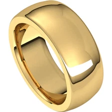 Men's 18K Yellow Gold Over 8mm High Polished HEAVY Comfort Fit Wedding Band Ring