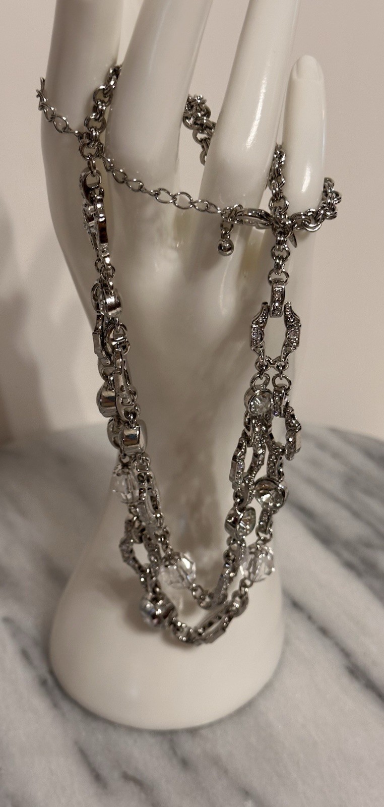AVON Signed Silver Plated 2 Layer Rhinestone Chok… - image 3