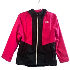The North Face Girls Zipline Hooded Rain Jacket Pink Black L 14/16 Waterproof