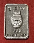 Fine Silver Korean Hahoe Mask Art Bar! 1 Gram .999 Pure Silver!