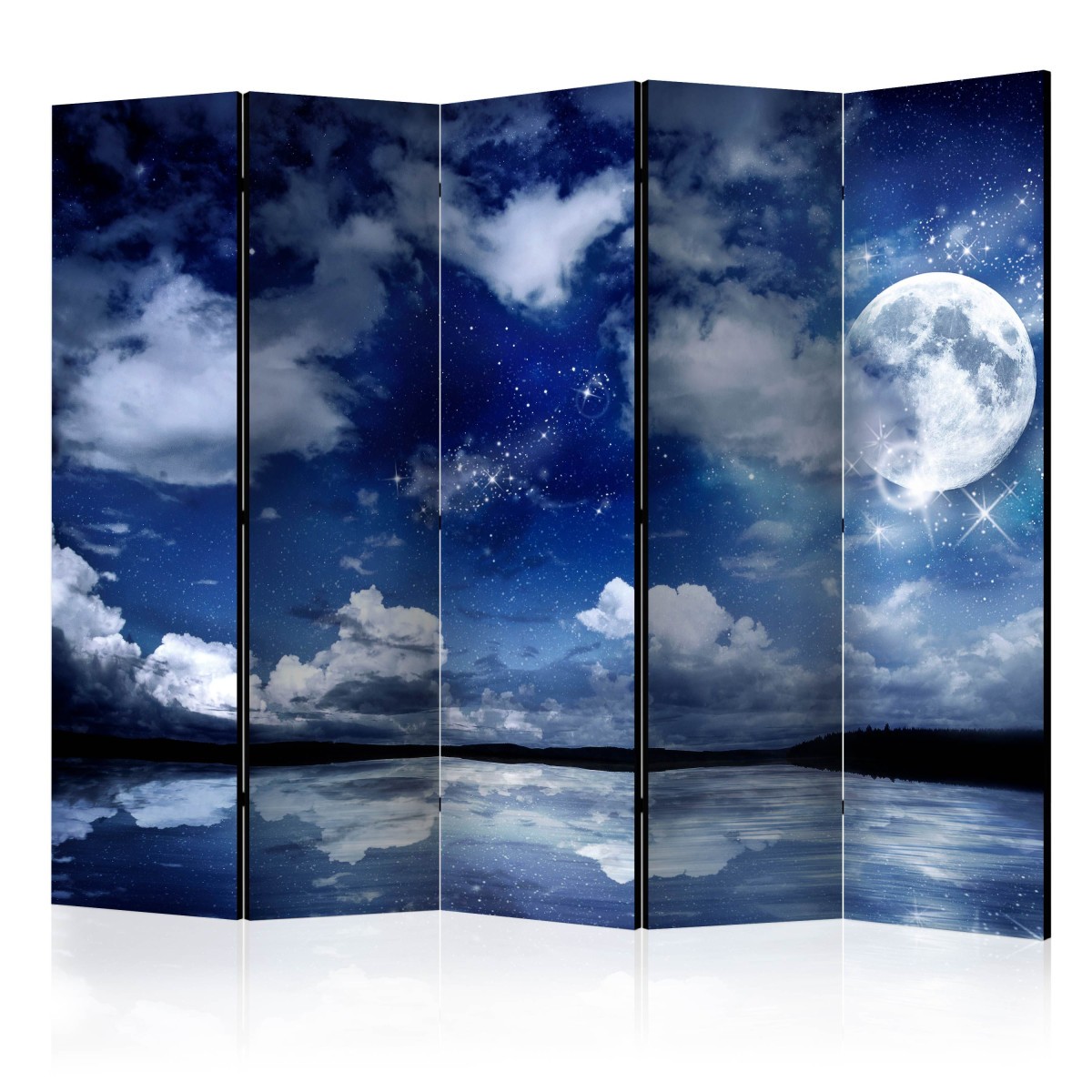 Paravent 5 volets Magic Night 172x225cm en toile intissée haute densité pour séparation de pièce