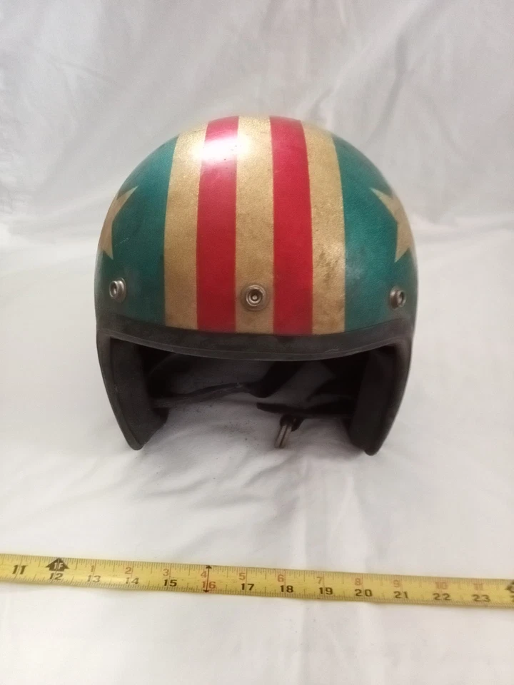 Винтажный. Мотоциклетный шлем со звездами в полоску Easy Rider Captain America взрослый размер XL. - Изображение 2 из 4