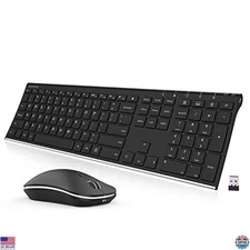 Arteck Ultra Slim 2.4G Wireless Keyboard & Mouse Combo, Rechargeable, Ergonomic