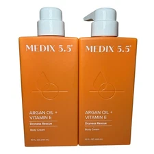 2x Medix 5.5 Argan Oil + Vitamin E Dryness Rescue Body Cream Lotion 15 oz Each