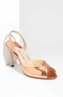 Manolo Blahnik 'Discos Outdoor' Peeptoe Pumps (Größe 39 1/2-US 9 1/2)
