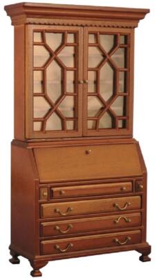 Puppenstube Eiche Sekretär Schreibtisch & Schrank Miniatur Arbeitszimmer Büromöbel 1:12