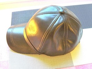 Brown leather look baseball cap with 