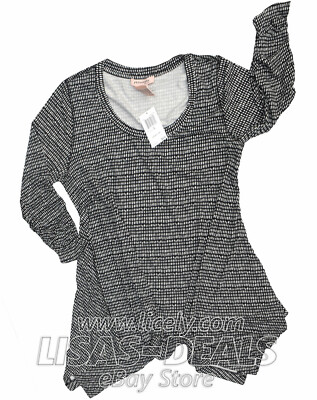 New Women's Philosophy Sharkbite Tunic Knit Top Black & White Blouse L