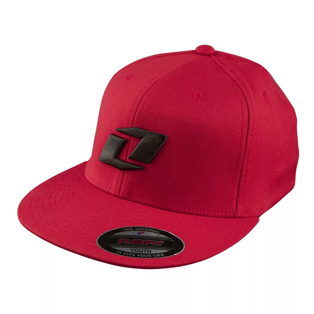 ONE INDUSTRIES YOUTH ICON CAP hat FLEXFIT FLAT peak FLEXFIT motocross mx RED  | eBay