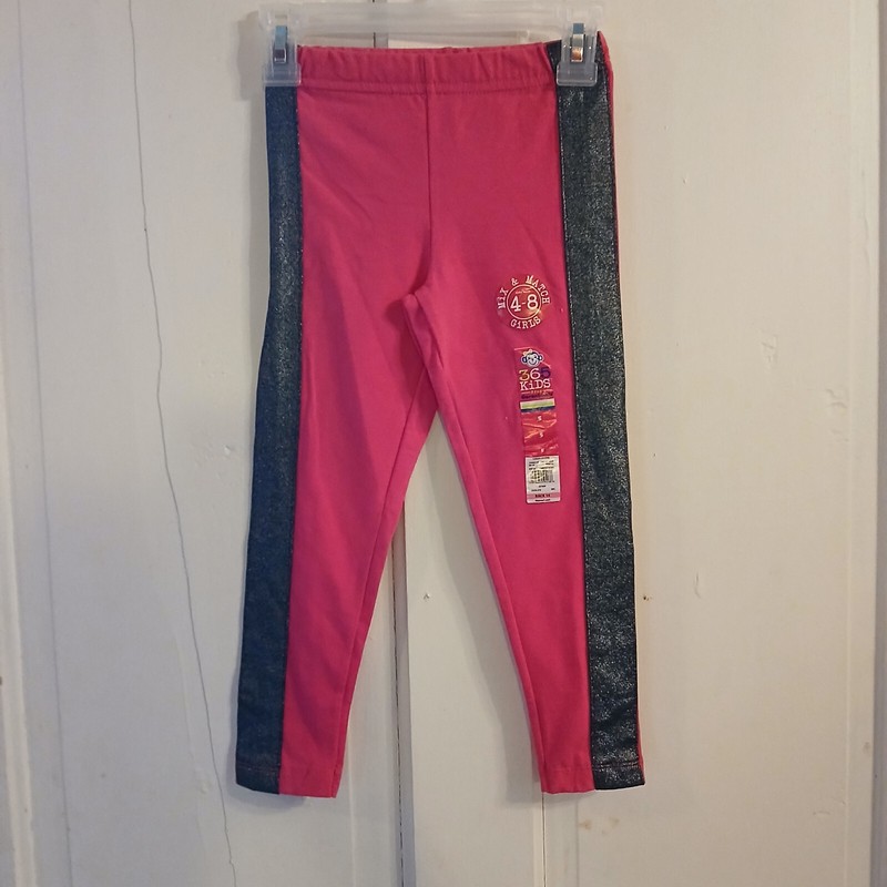 Girl's Tuxedo Leggings, 365 Kids Garanimals, Sz 5-Pink W/Blk Shimmer Stripe-NICE