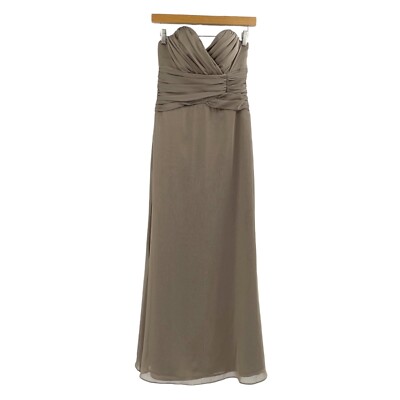 chiffon taupe bridesmaid dresses CBD036 Mother V Neck Chiffon Long Sleeve Taupe Bridesmaid Dress main image 1