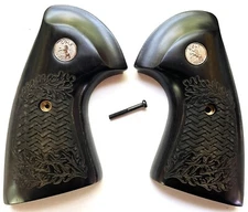 Colt Python Grips, Colt Anaconda Grips Silverblack Silver Medallions Basketweave