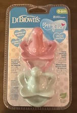 Dr Brown's Happy Paci 0-6m Pack of 2 Silicone Pacifiers -Pink  Green-