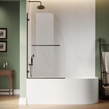 SUNNY 34" W x 58" H Pivot Tub Shower Door Frameless Bathtub Clear Glass Panel