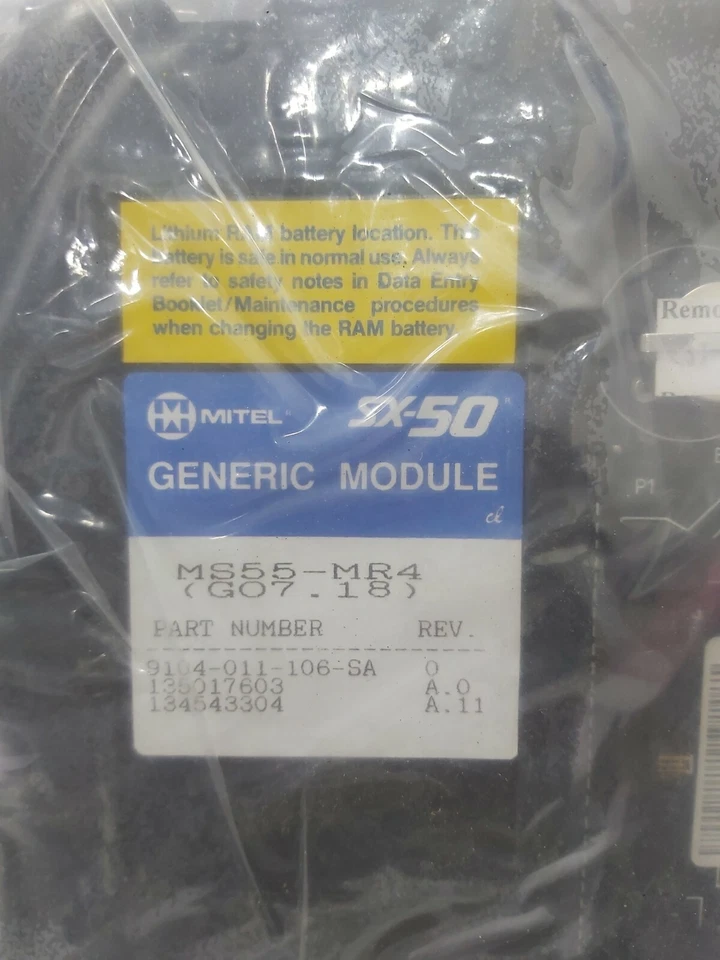 MITEL 9104-011-106-SA SX-50 GENRIC MODULE MS-55-MR4 G07.18 9104011106SA - Image 2 of 3