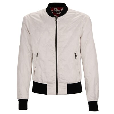 Dolce & Gabbana Quilted Nylon Bomber Jacket White Black 11481