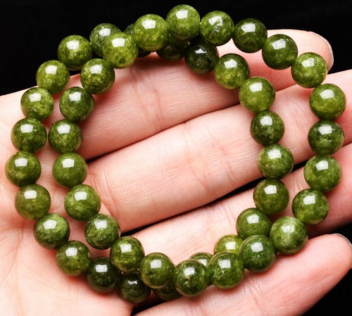 8.5mm 2Pcs Natural Green Cherry Blossom Agate Quartz Crystal Beads Bracelet AAA