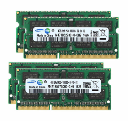 16G Samsung 4X 4GB Kit 2Rx8 PC3-10600 DDR3 1333MHZ 1,5V SODIMM Laptop RAM Speicher - Bild 1 von 6
