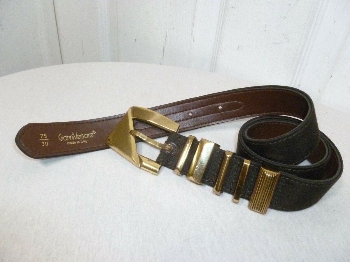 AUTHENTIC GIANNI VERSACE VINTAGE BROWN NYLON/LEATHER GOLDEN  display picture 1