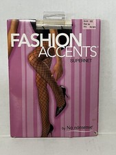 No Nonsense Fashion Accents Super Net Stockings Black Sheer Toe YP9 Small Medium