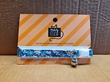 Stylish Breakaway Adult Cat Collar with Bell - BLUE DAISY FLORAL - NEW  