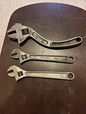 Vintage Bemis& Call 48A 12” curved S wrench& 10” NYE Adjustable wrench(3) Total