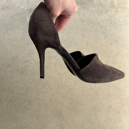 Vince Claire Heel Pumps Women's 9 Brown D'Orsay Suede Slip On Pointed Toe Shoes - Picture 9 of 11