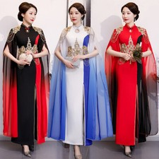 Chinese Traditional Hanfu Dress Women Long Cheongsam Stage Evening Qipao Gowns