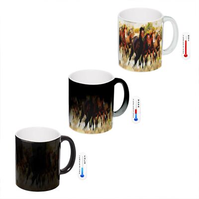 Wild Mustang Horses Western Prairie Coffee Mug Color Change Heat Morph Black