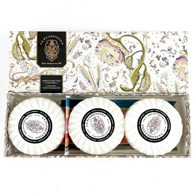 La Florentina Luxury Soap Set of 3 Italy Lavender Wild Chamomile Sealed 4 oz ea