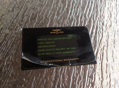 breitling electronic warranty card